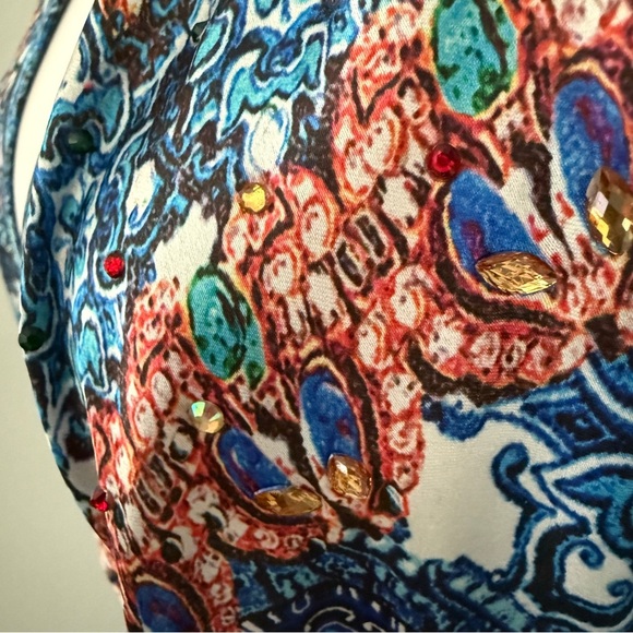 VENUS Blue and White Backless Halter Sundress Large - Picture 3 of 12